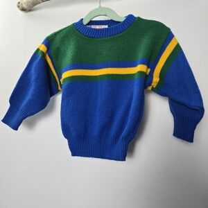 Vintage Blue Bird Kids Sweater - Blue, Green, Yellow Unisex Child / Toddler